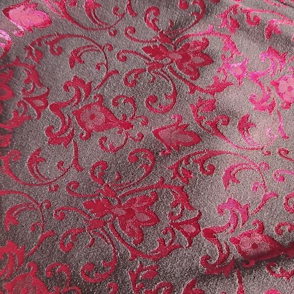 Le Chateau Ladies 2 Piece Jaccard Croset Top & Flare Pants Ruby Red & Black Med - Picture 15 of 16